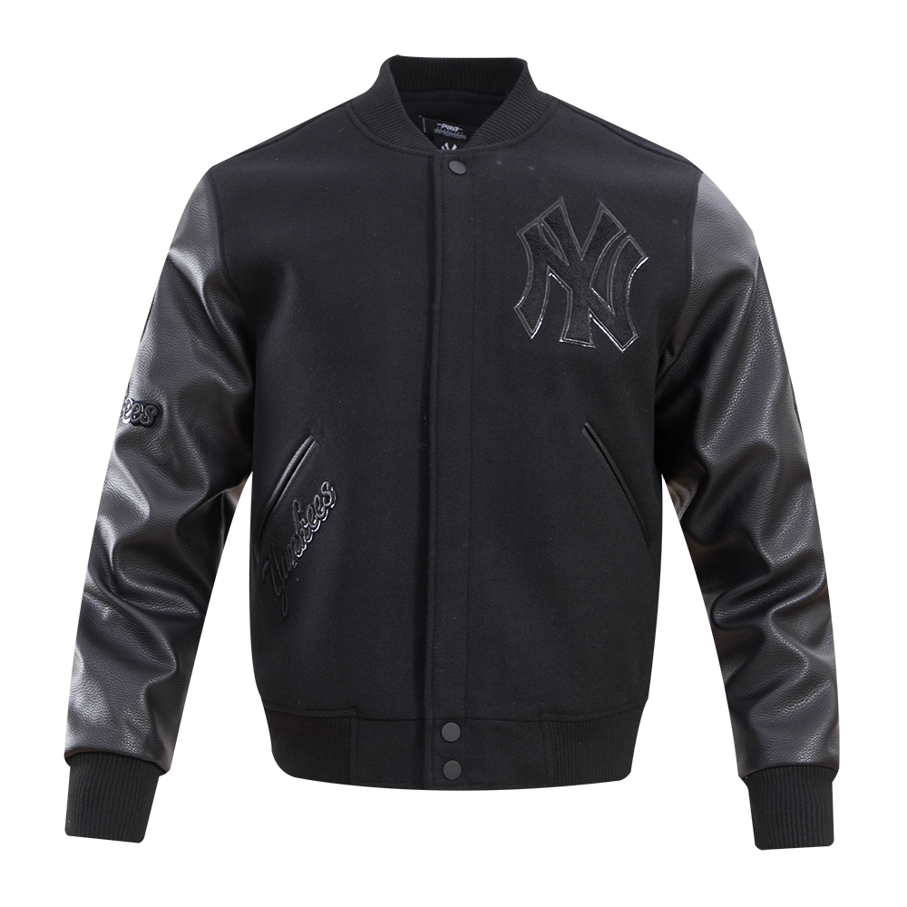 Pro Standard Men's New York Yankees Triple Black Varsity Jacket